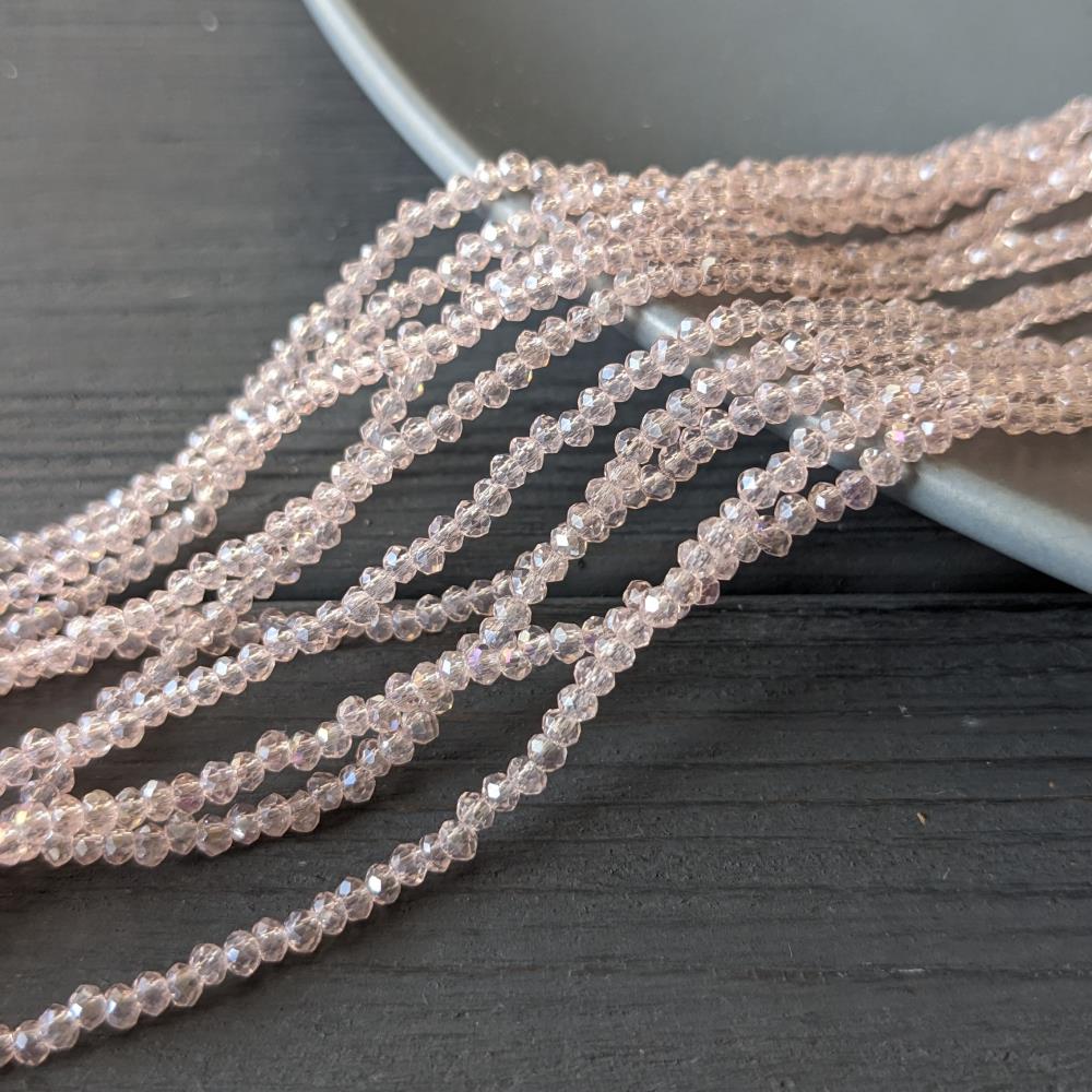 Rondel Crystal Pink Transparent AB 2mm
