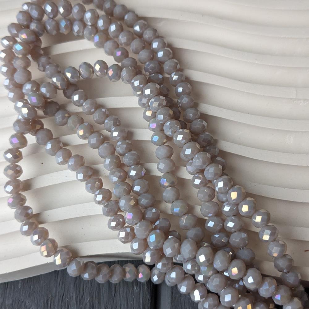 Kryštál Rondel, svetlosivý, matný, AB, 6 mm