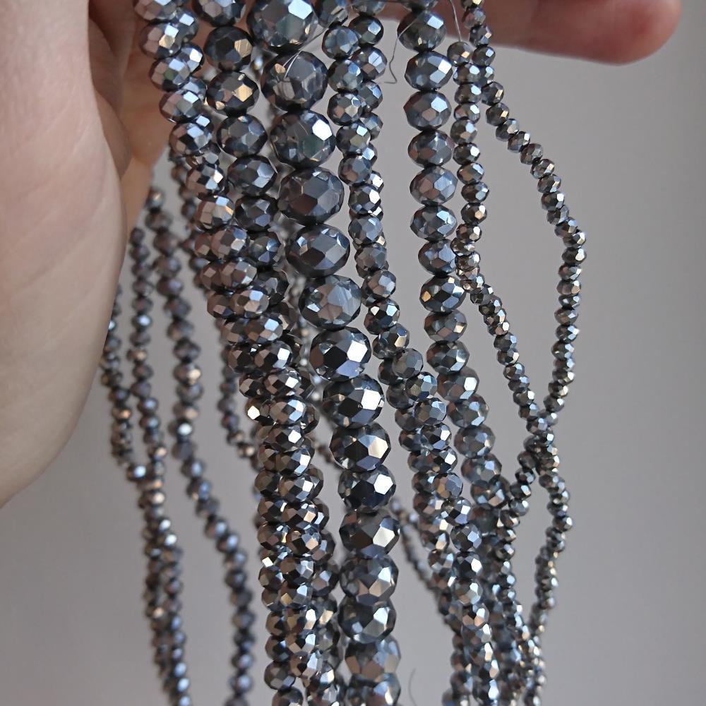 Strieborný krištáľ Rondel 6mm