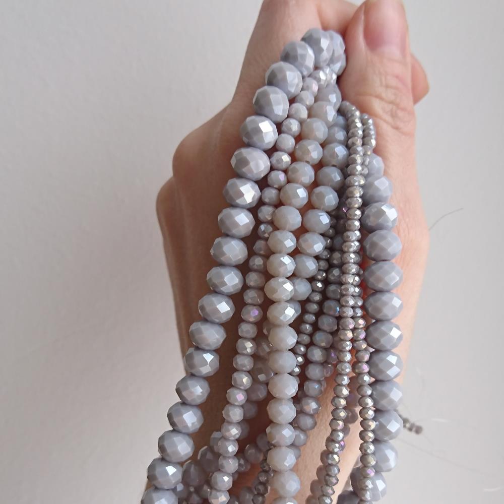 Kryštál Rondel, svetlosivý, matný, AB, 8 mm