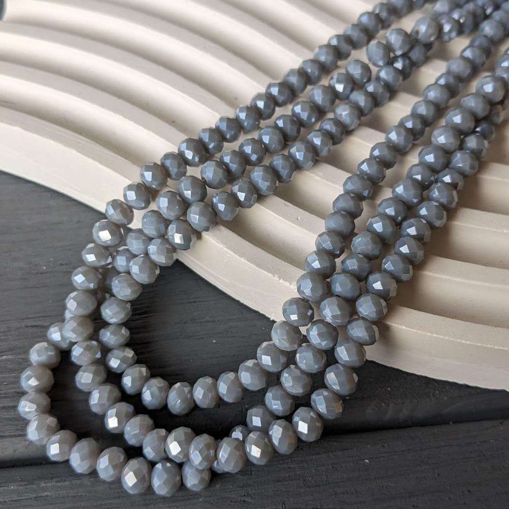 Kryštál Rondel, tmavosivý matný, AB, 6 mm