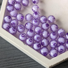 8mm okrъhle korбlky, fialovй s bielym stredom, akrylovй, 500 gramov