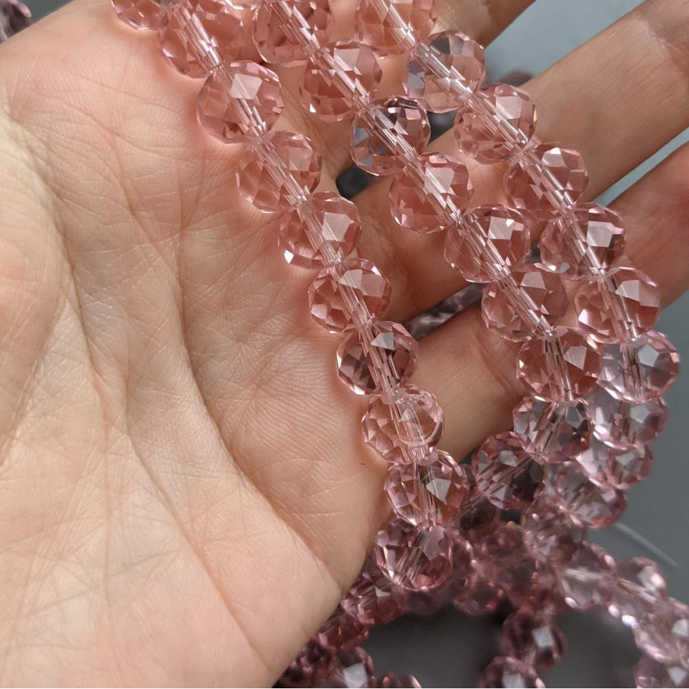 Rondel krištáľová ružová transparentná 10 mm.