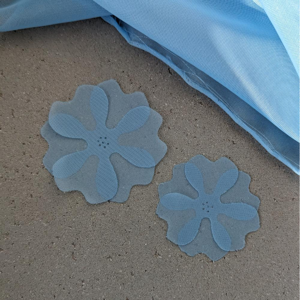 Okrúhly modrý šifónový kvet, 5 cm