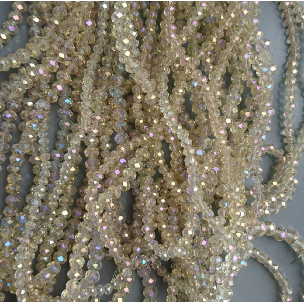 Perličky Crystal Rondel pieskové transparentné AB 4 mm 120.