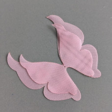 Ružový čipkovaný šifónový motýlik, 5*5,5 cm
