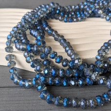 Rondelový krištáľ, sivý s modrým povlakom, 8 mm.