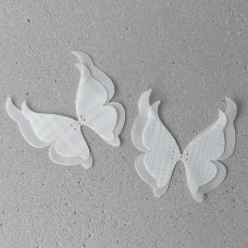 Šifónová čipka s motýľmi, slonovinová 5*5,5 cm