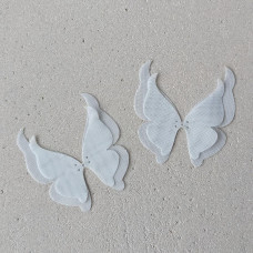 Šifónová čipka s motýľmi, sivo-modrá, 5*5,5 cm