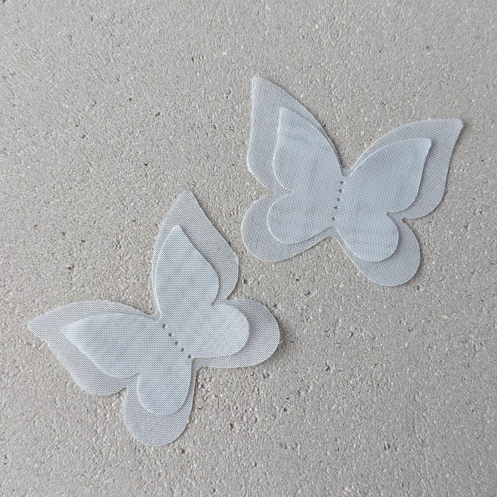 Jednoduchý šifónový motýľ, sivo-modrý, 4,5 x 4 cm